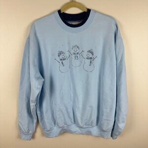 Vintage Morning Sun Top Stitch Rhinestone‎ Snowman Crewneck Sweatshirt XL